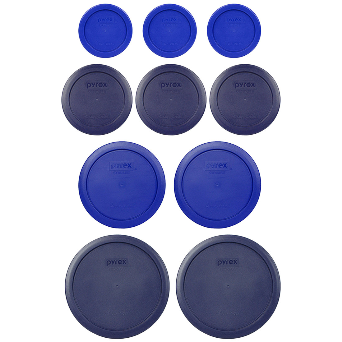Pyrex 7202-PC Cobalt, 7200-PC Dark Blue, 7201-PC Cobalt, And 7402-PC Dark Blue Lids